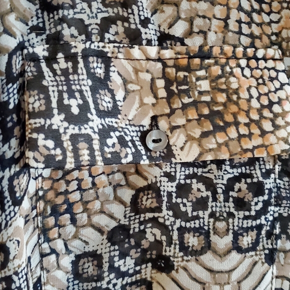 Like New Snake Print Sheer Buttondown Blouse Size Small - Picture 3 of 8